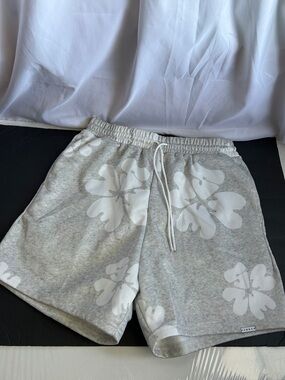 Gray Floral Print Men’s Athletic Lounge Shorts